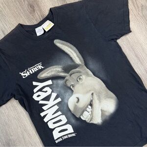 vintage SHREK DONKEY UNIVERSAL‎ STUDIOS Singapore T-Shirt Small Black Dreamworks